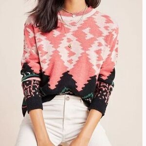 Anthropologie Aldomartins Nieves Sweater Pink Nordic Wool Alpaca